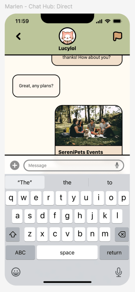 Messages between user and other befriended user.