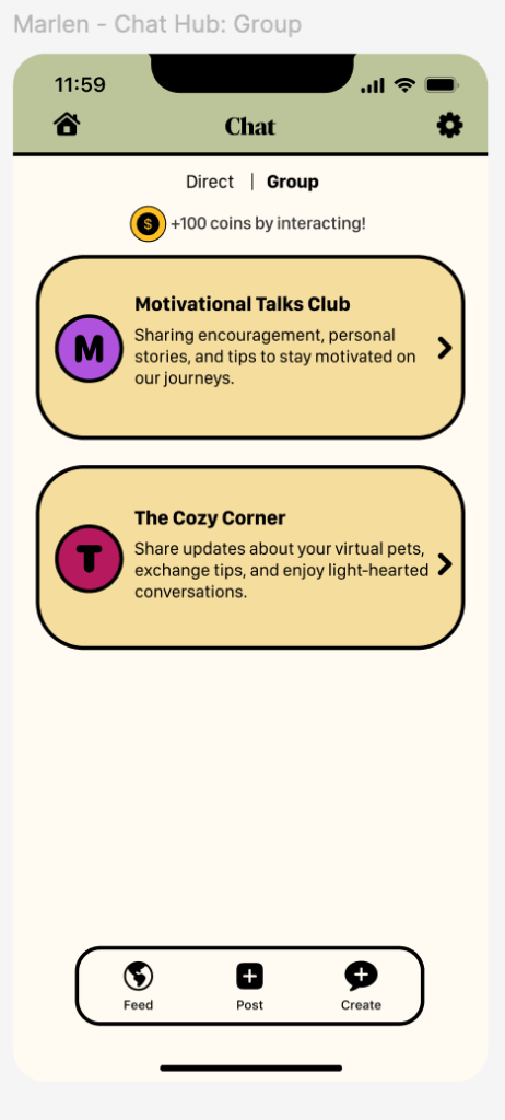 Group messaging showing two groups created.