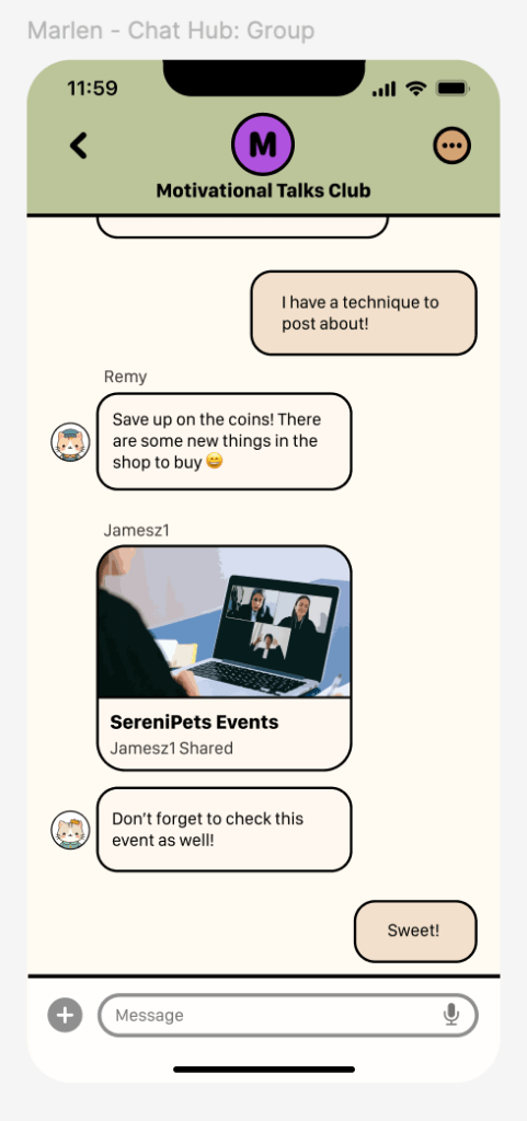 Group messages between users.