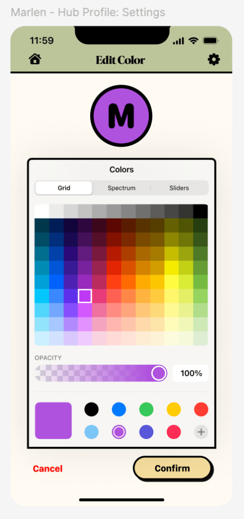 Editing group's icon color.