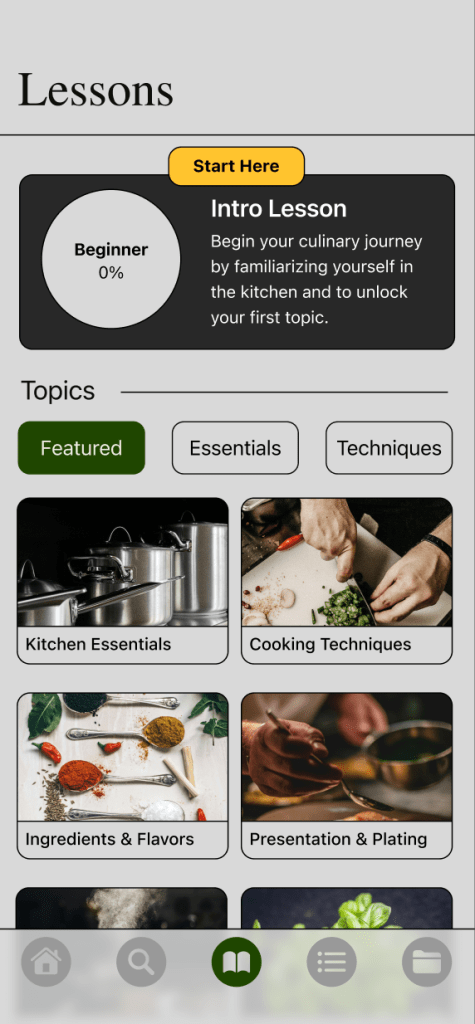 Topic Buttons on Lesson Screen After Image