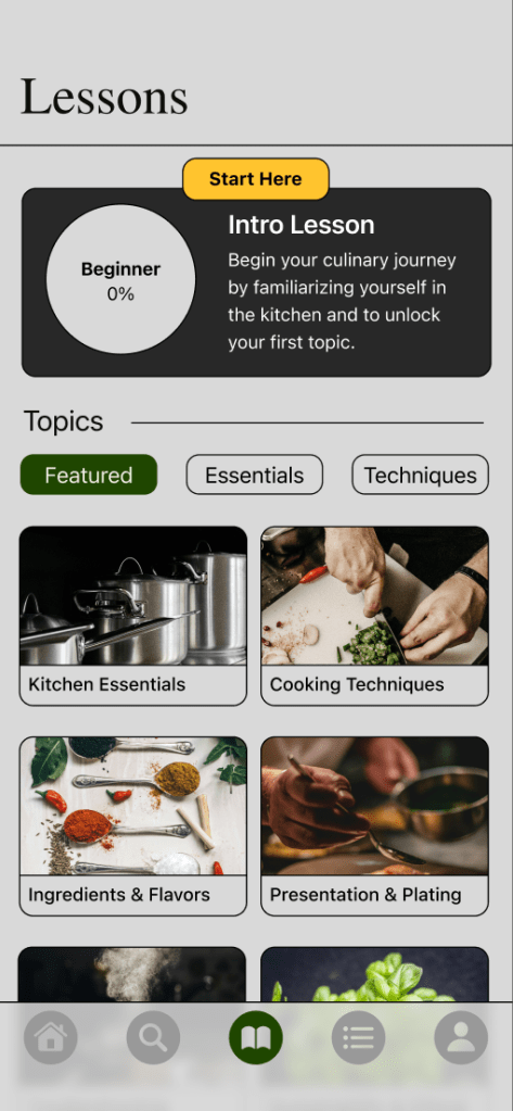Topic Buttons on Lesson Screen Before Image