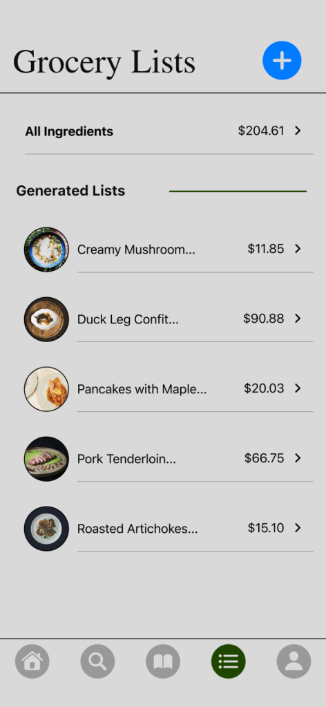 Updated grocery list Section after image