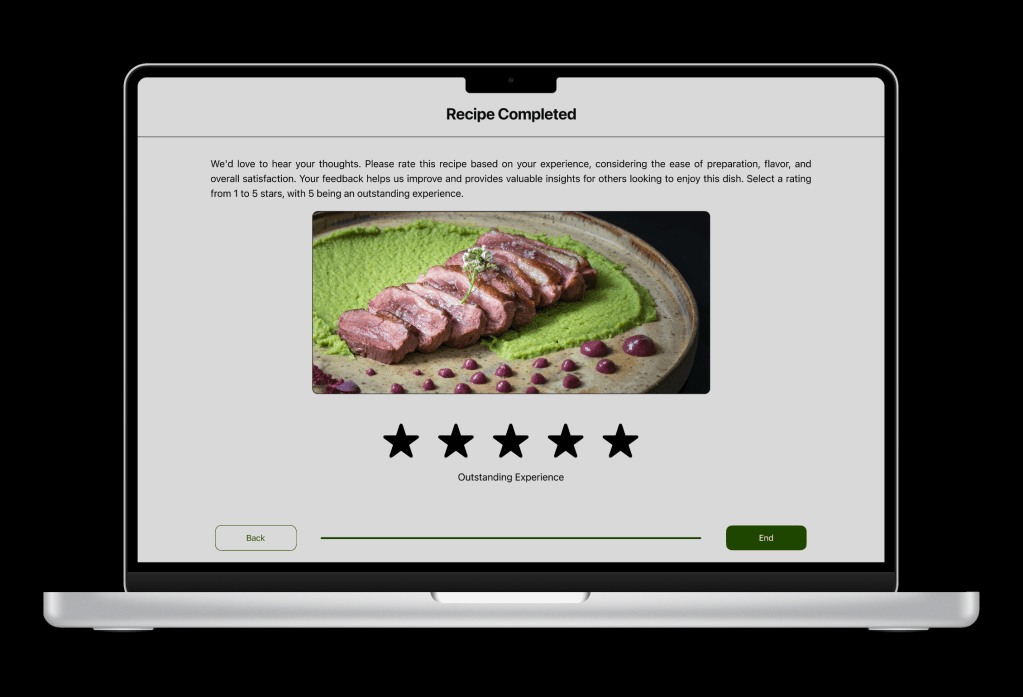 Rating screen on desktop using stars to rate.