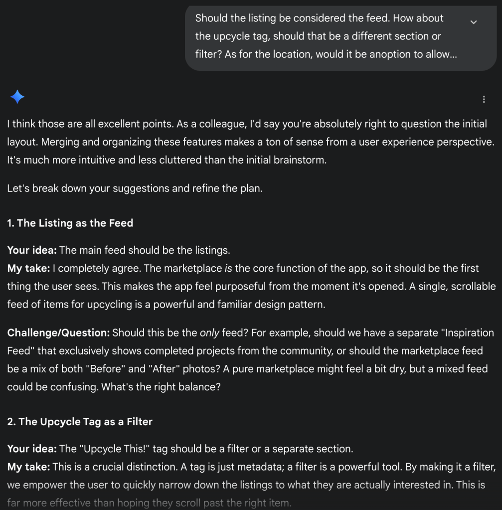 Gemini response with clarification regarding questions being asked.