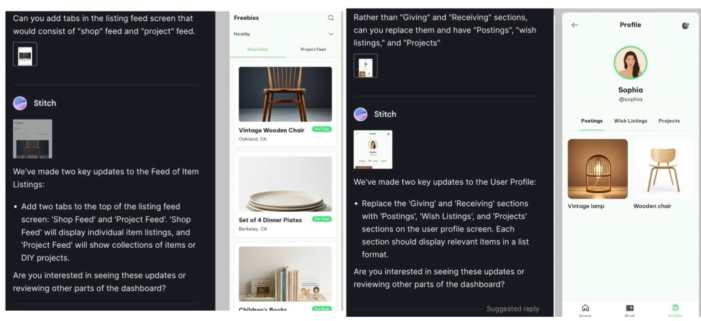 Google Stitch making adjustments.