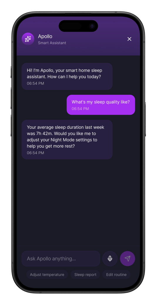 The Apollo app displaying the AI Agent feature allow users to message Apollo with questions, commands, or suggestions.