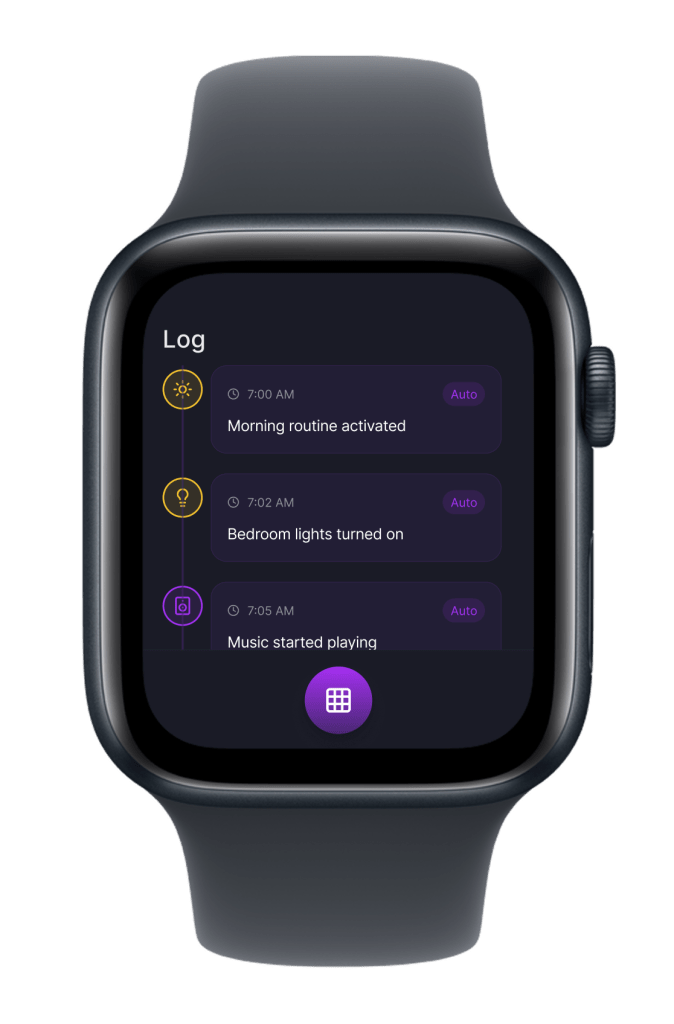 The watch displaying Apollo's actions in a condense format.